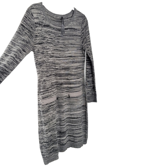 Marc New York Knit Long Sleeve Mini Bodycon Sweater Dress Sz M Grey & Black - Picture 9 of 10